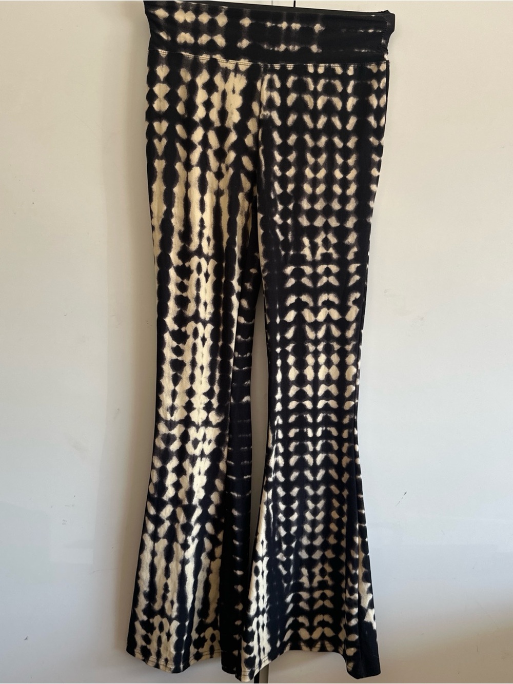 Satina Black and Cream Tie-Dye Flared Pants